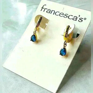 Francesca's mini crystal blue drop earrings (I6)